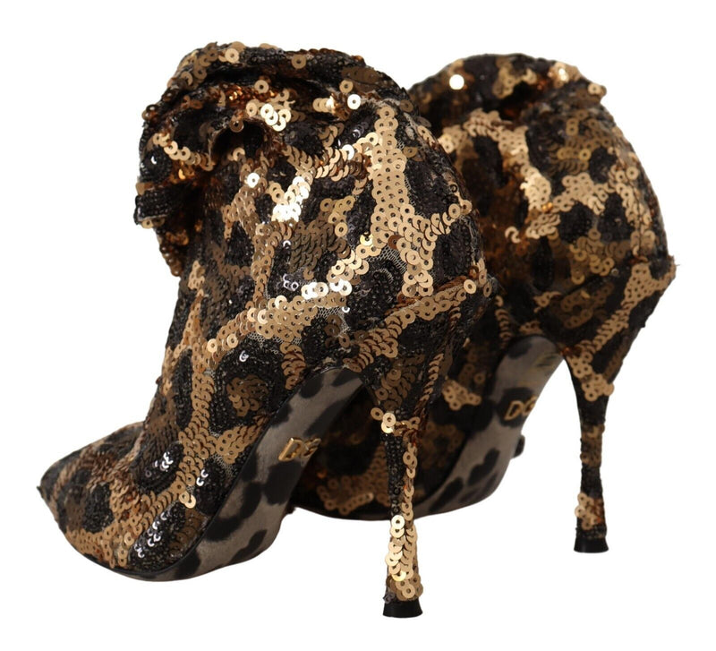 Elegant Leopard Sequin Knee-High Boots Dolce & Gabbana