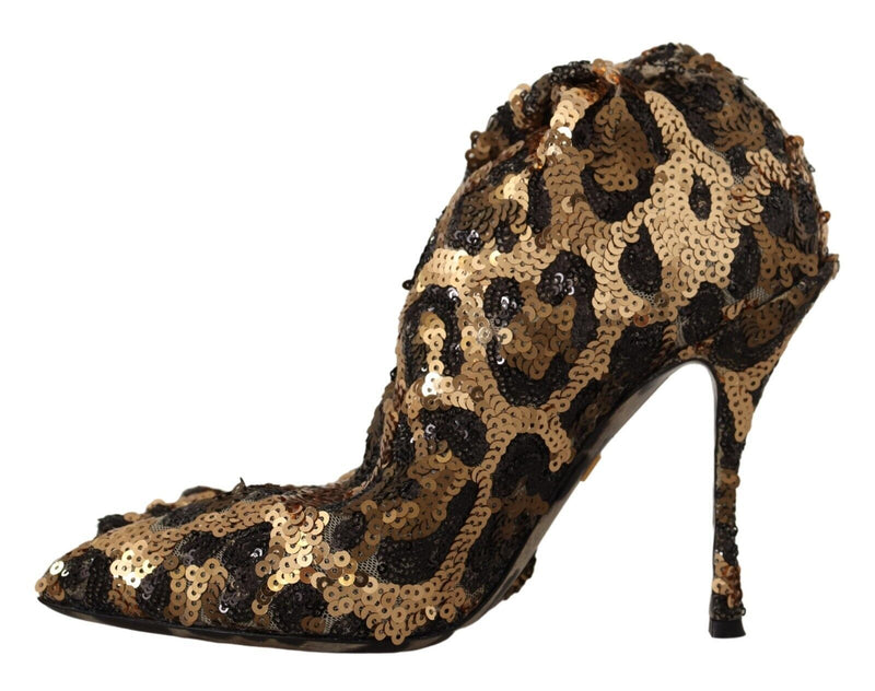 Elegant Leopard Sequin Knee-High Boots Dolce & Gabbana