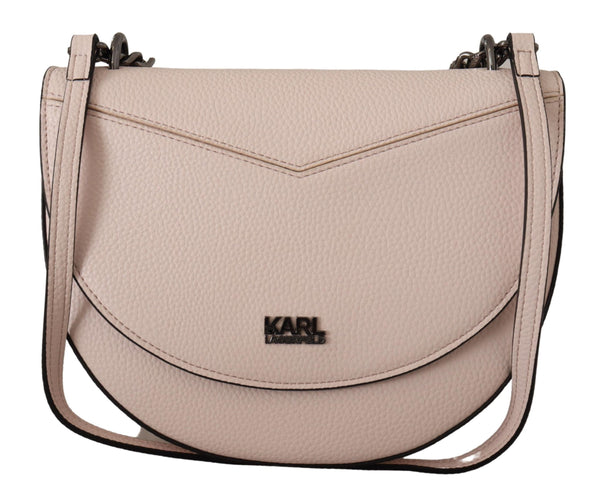 Elegant Mauve Light Pink Leather Shoulder Bag Karl Lagerfeld