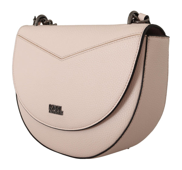 Elegant Mauve Light Pink Leather Shoulder Bag Karl Lagerfeld