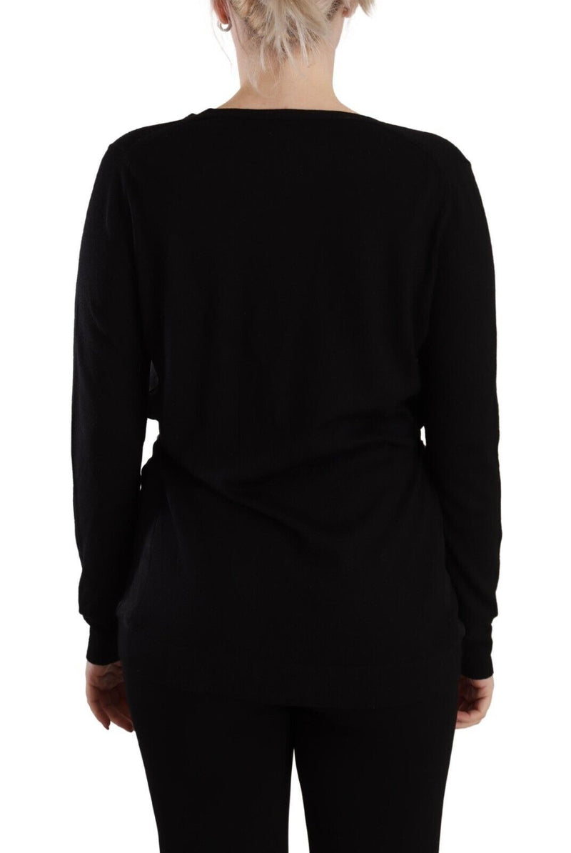 Elegant Black V-Neck Wool Pullover Dolce & Gabbana