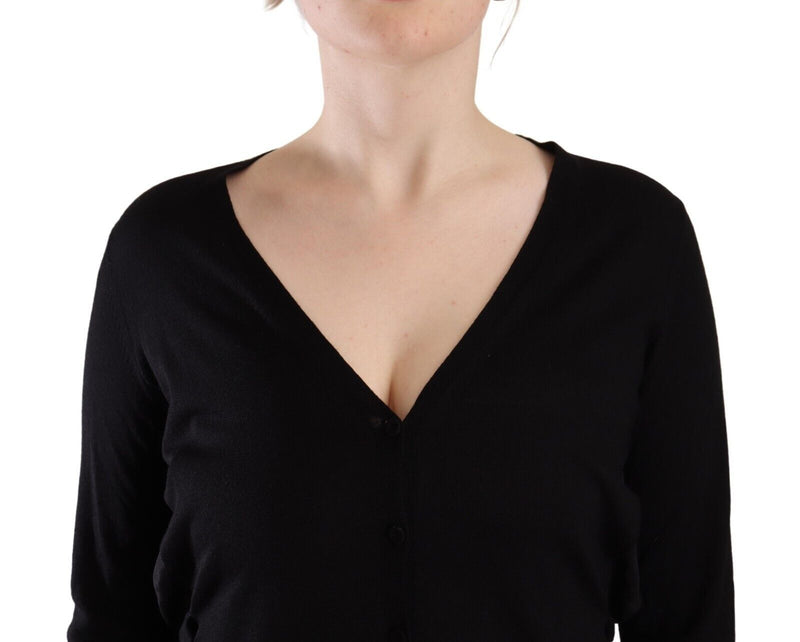 Elegant Black V-Neck Wool Pullover Dolce & Gabbana