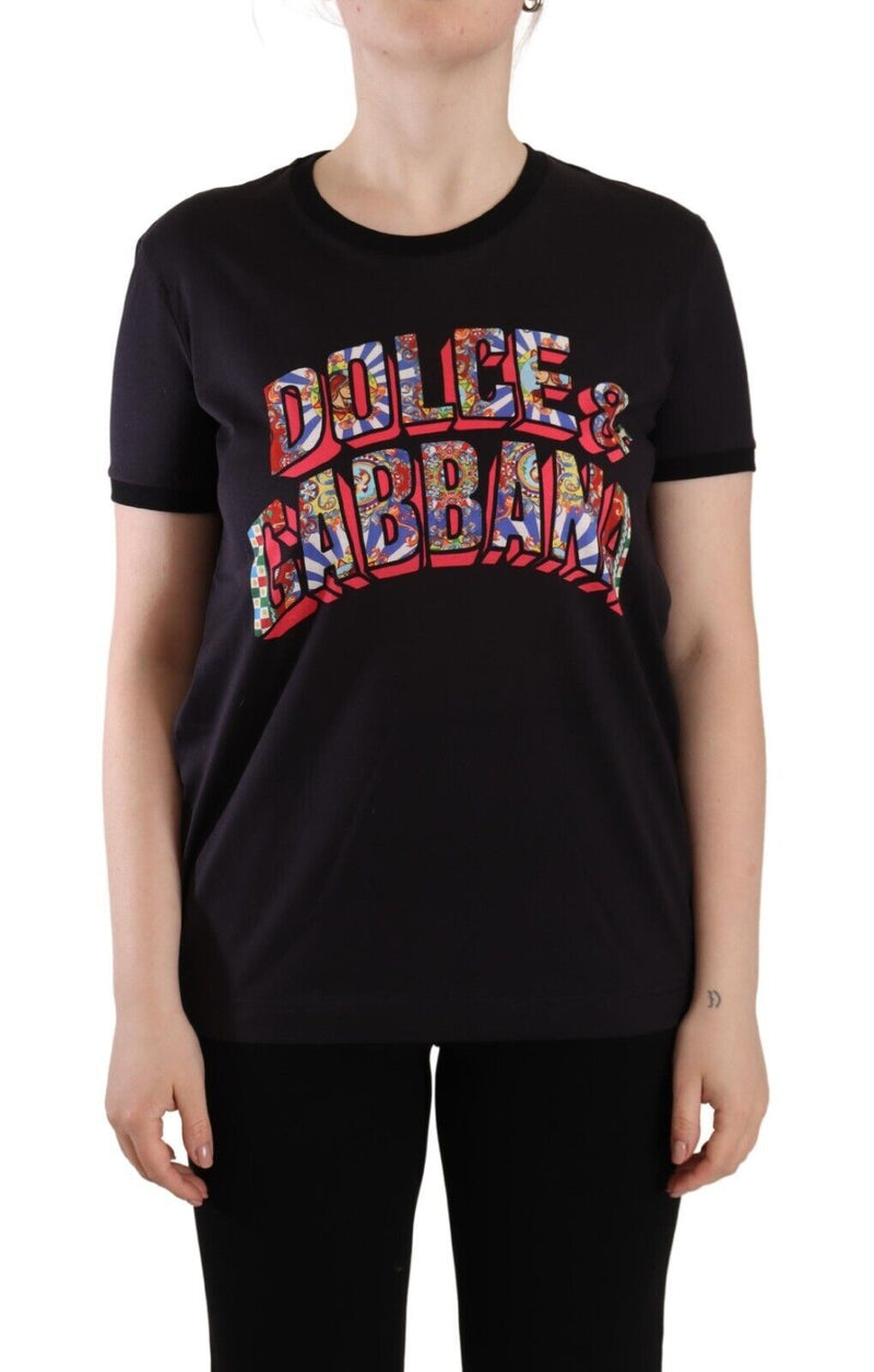 Chic Black Crew Neck Logo Tee Dolce & Gabbana