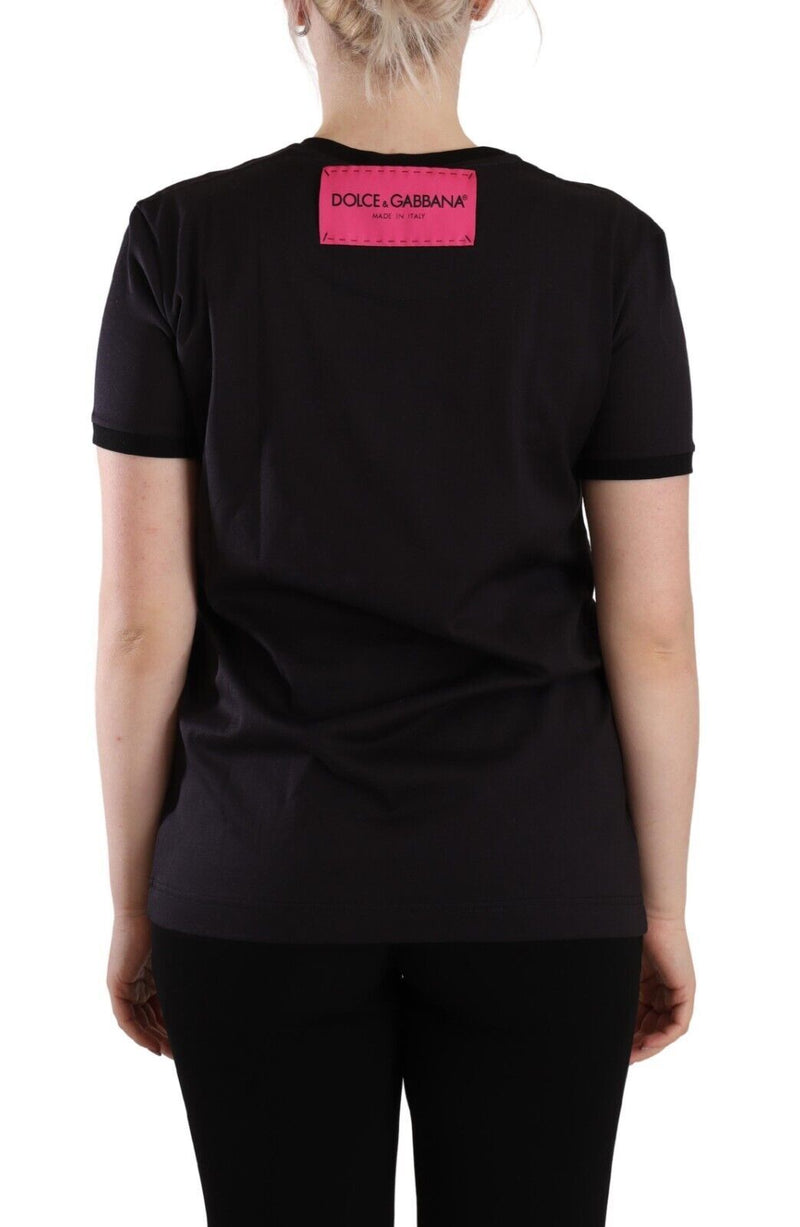 Chic Black Crew Neck Logo Tee Dolce & Gabbana