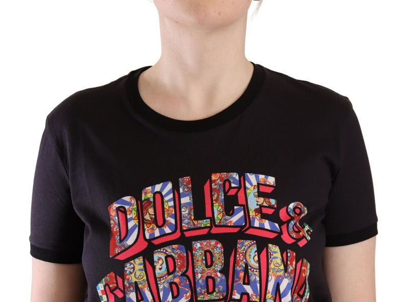 Chic Black Crew Neck Logo Tee Dolce & Gabbana