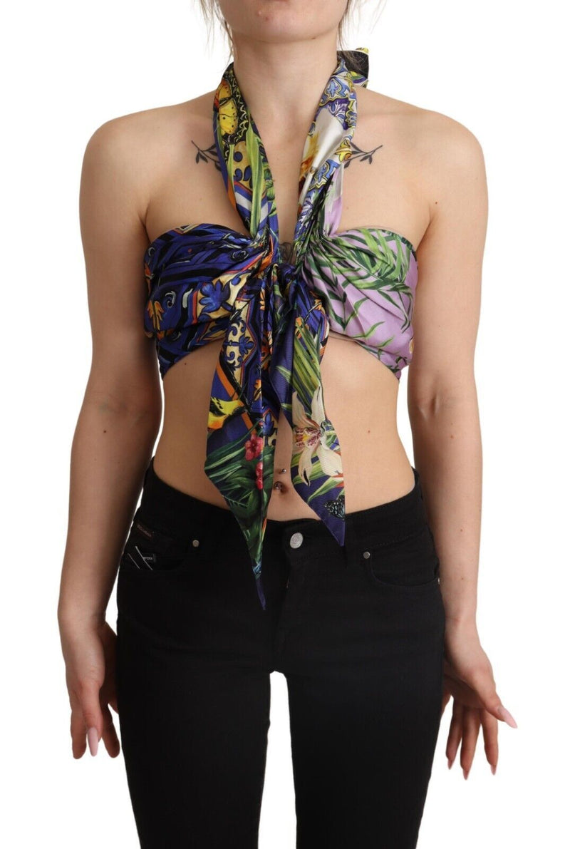 Sumptuous Silk Halter Cropped Top - Multicolor Dolce & Gabbana