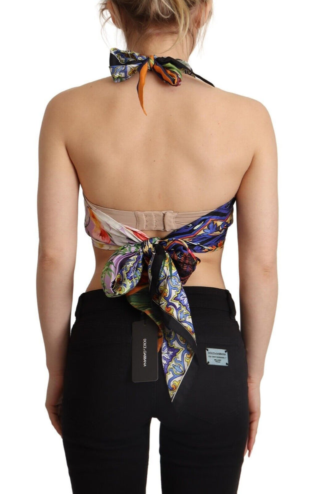 Sumptuous Silk Halter Cropped Top - Multicolor Dolce & Gabbana