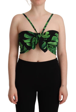 Elegant Leaf Print Halter Cropped Top Dolce & Gabbana