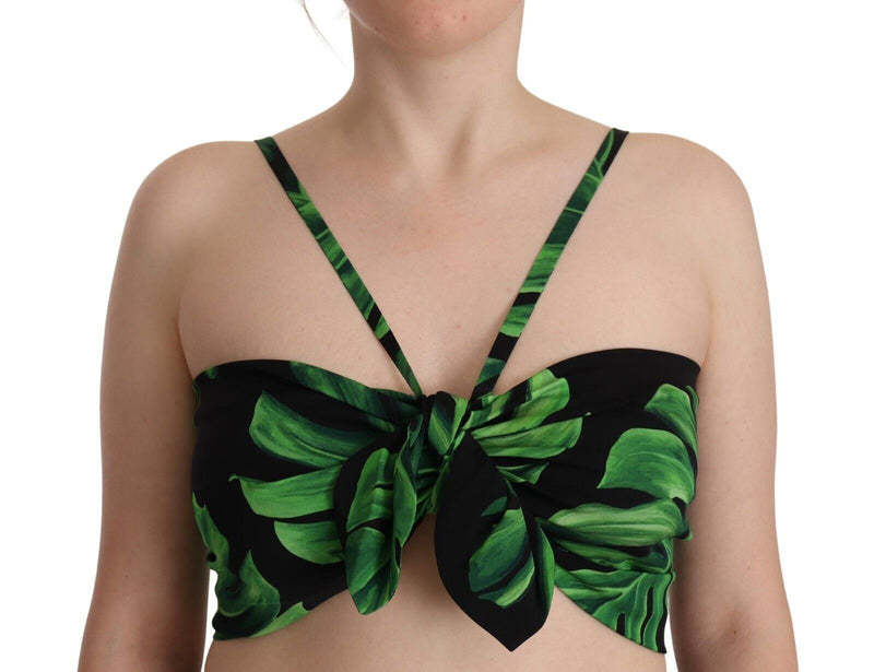 Elegant Leaf Print Halter Cropped Top Dolce & Gabbana