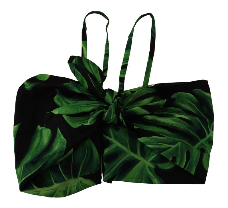 Elegant Leaf Print Halter Cropped Top Dolce & Gabbana