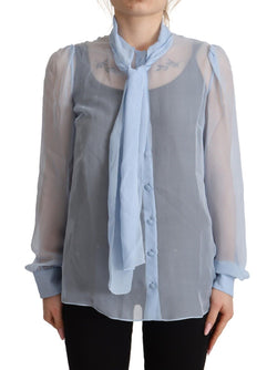 Elegant Silk Ascot Collar Blouse Dolce & Gabbana