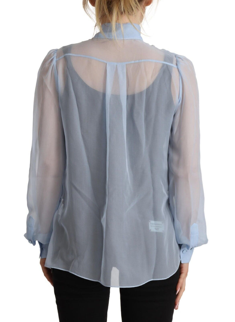 Elegant Silk Ascot Collar Blouse Dolce & Gabbana