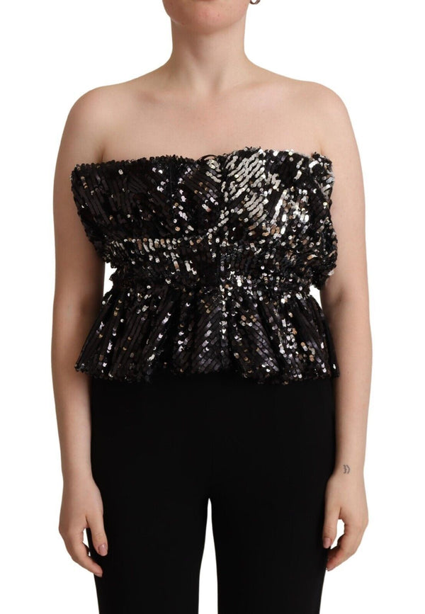 Elegant Strapless Sequined Top Aniye By