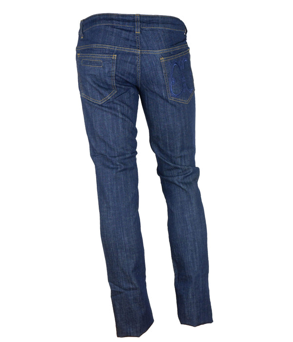 Elegant Dark Blue Denim Essentials Cavalli Class