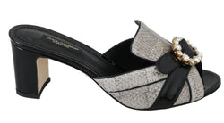 Crystal-Embellished Exotic Leather Sandals Dolce & Gabbana