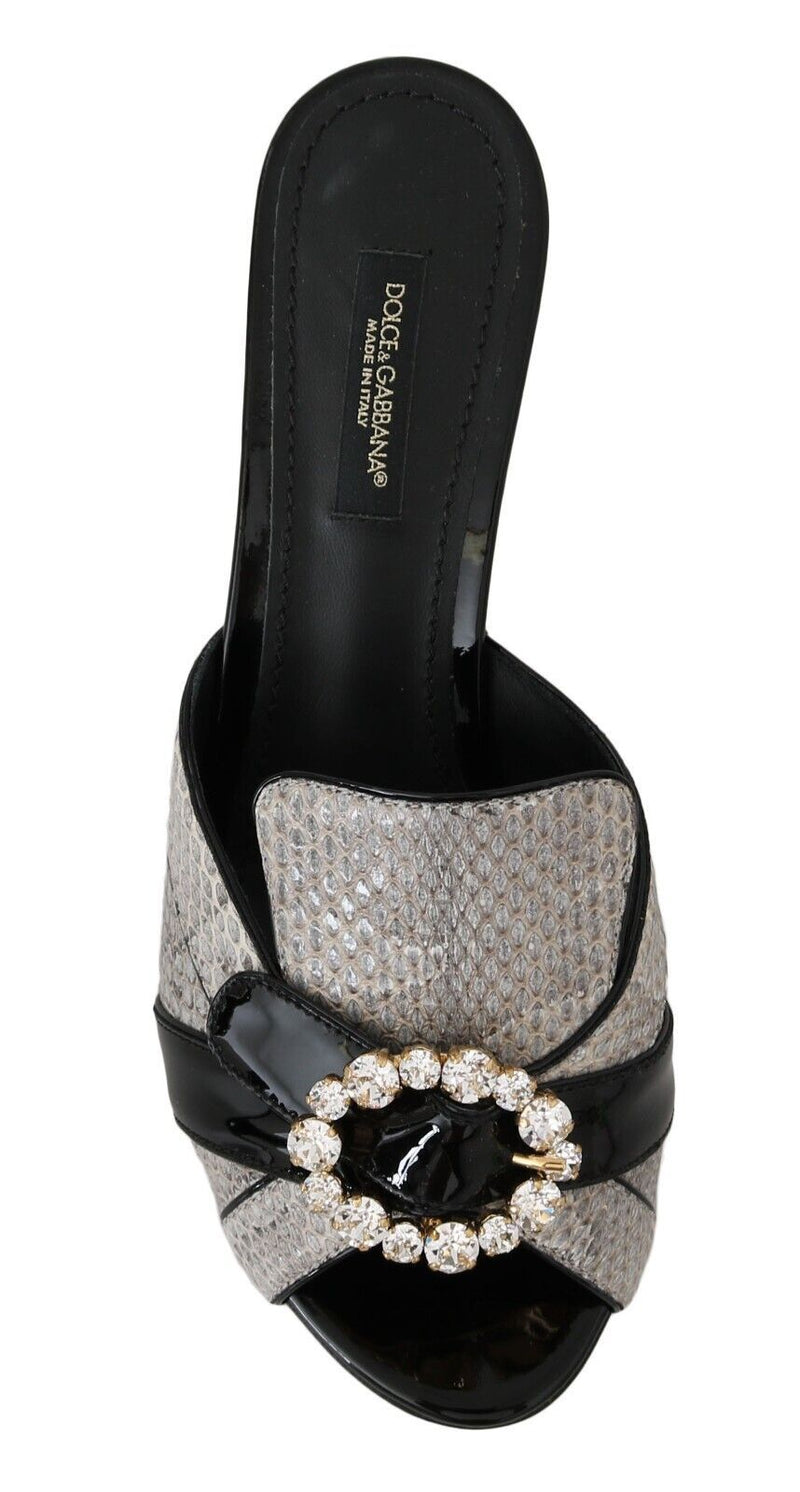 Crystal-Embellished Exotic Leather Sandals Dolce & Gabbana