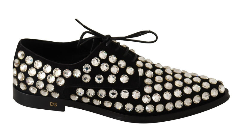 Elegant Crystal-Embellished Lace-Up Flats Dolce & Gabbana