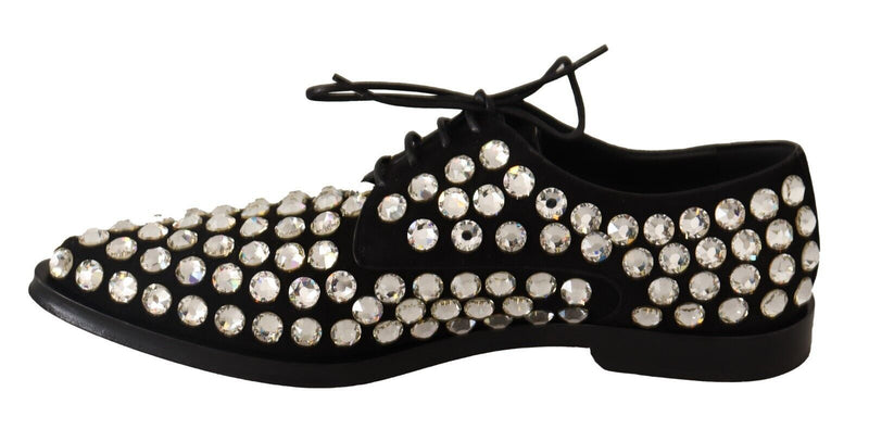 Elegant Crystal-Embellished Lace-Up Flats Dolce & Gabbana