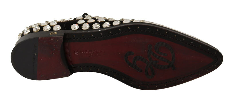 Elegant Crystal-Embellished Lace-Up Flats Dolce & Gabbana