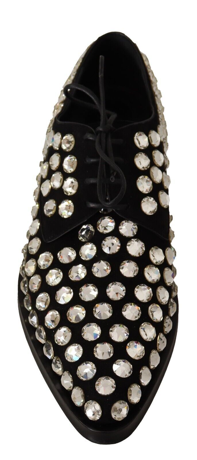 Elegant Crystal-Embellished Lace-Up Flats Dolce & Gabbana