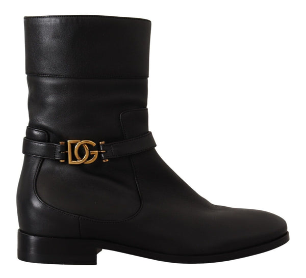 Elegant Leather Biker Boots Dolce & Gabbana