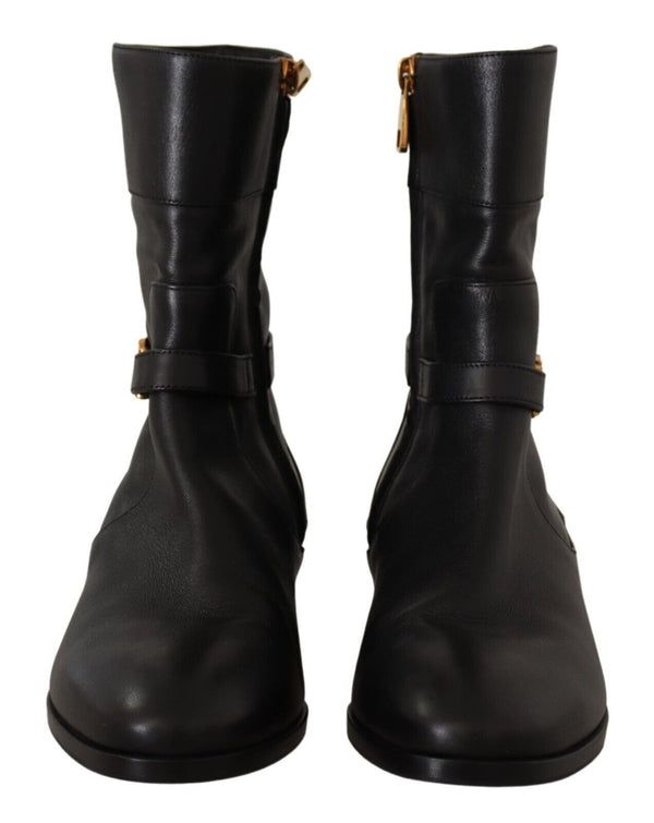 Elegant Leather Biker Boots Dolce & Gabbana