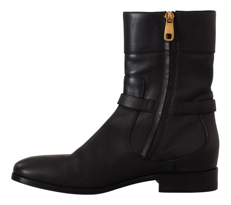 Elegant Leather Biker Boots Dolce & Gabbana