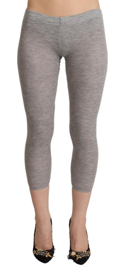 Chic Gray Slim-Fit Cropped Leggings Ermanno Scervino