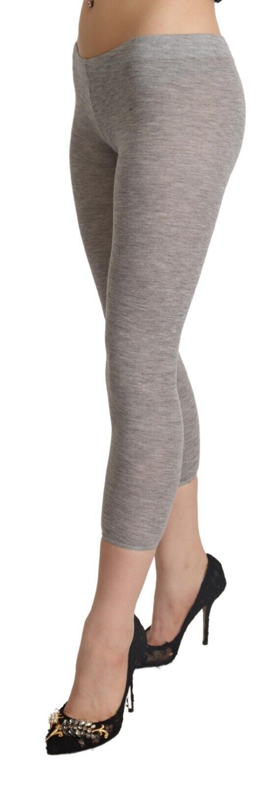 Chic Gray Slim-Fit Cropped Leggings Ermanno Scervino