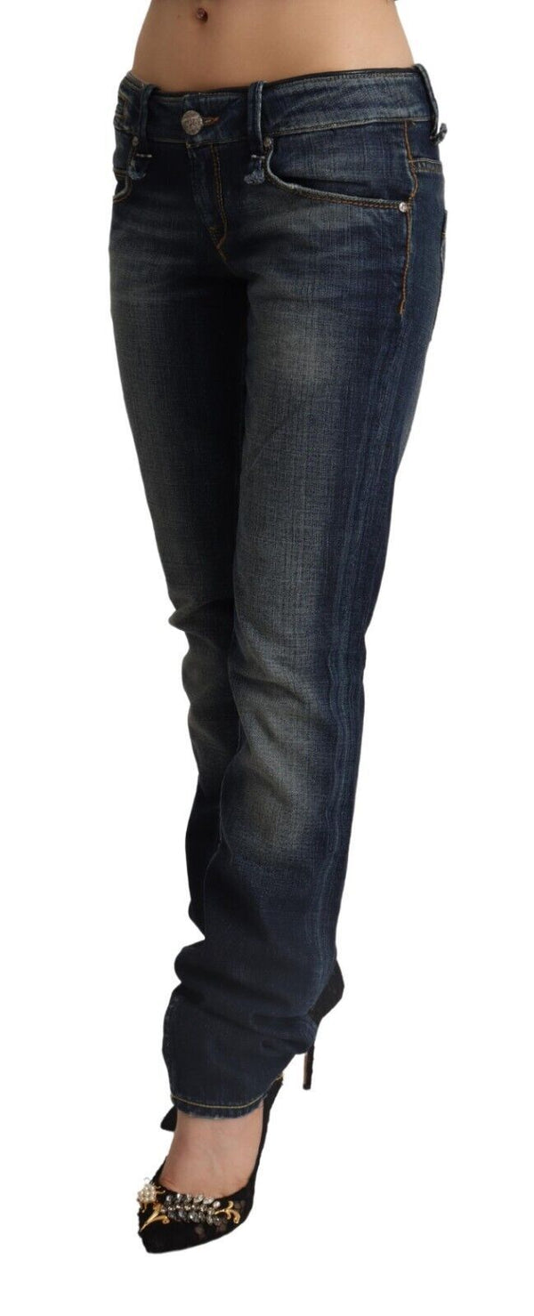 Chic Dark Blue Low Waist Skinny Jeans Acht