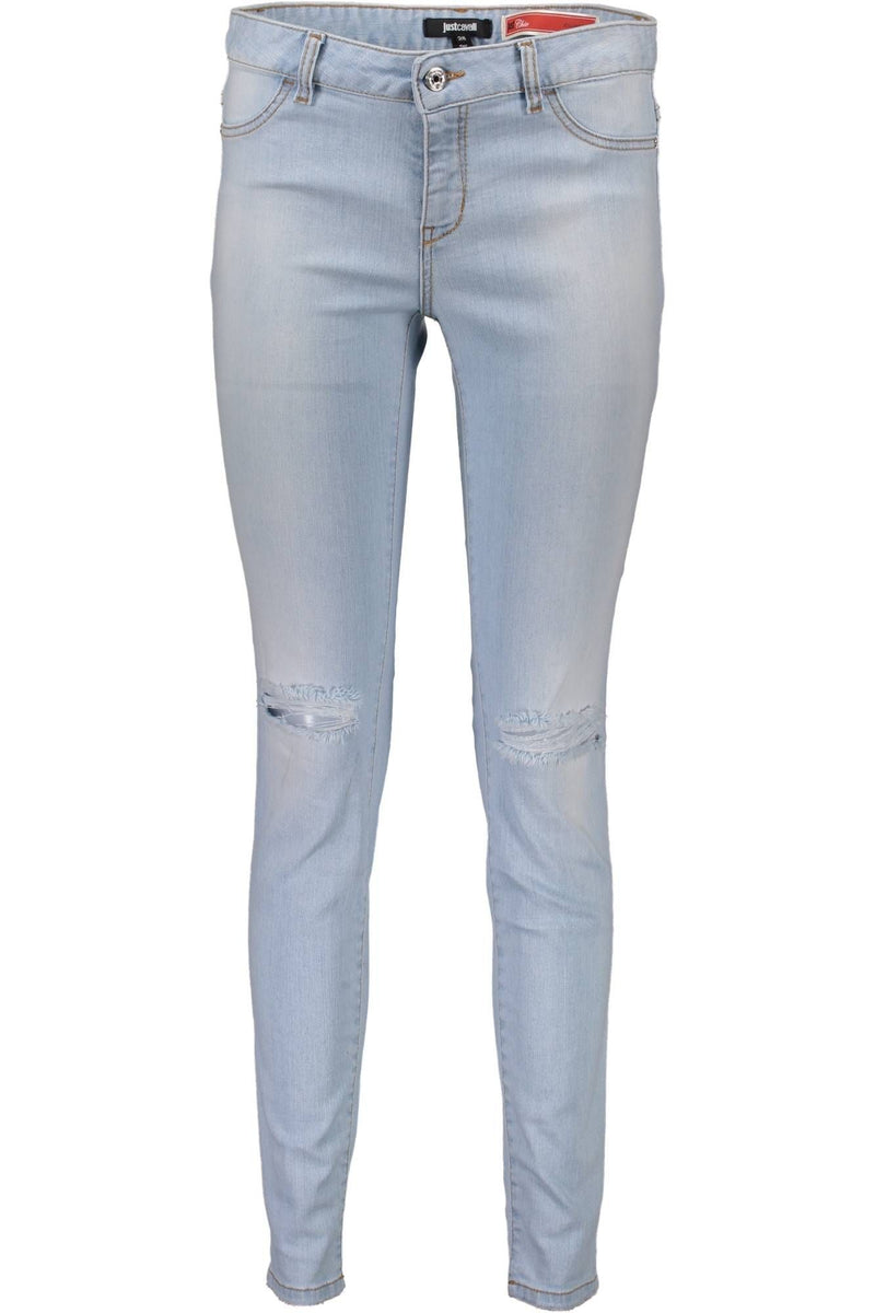 Light Blue Cotton Women Jeans Just Cavalli