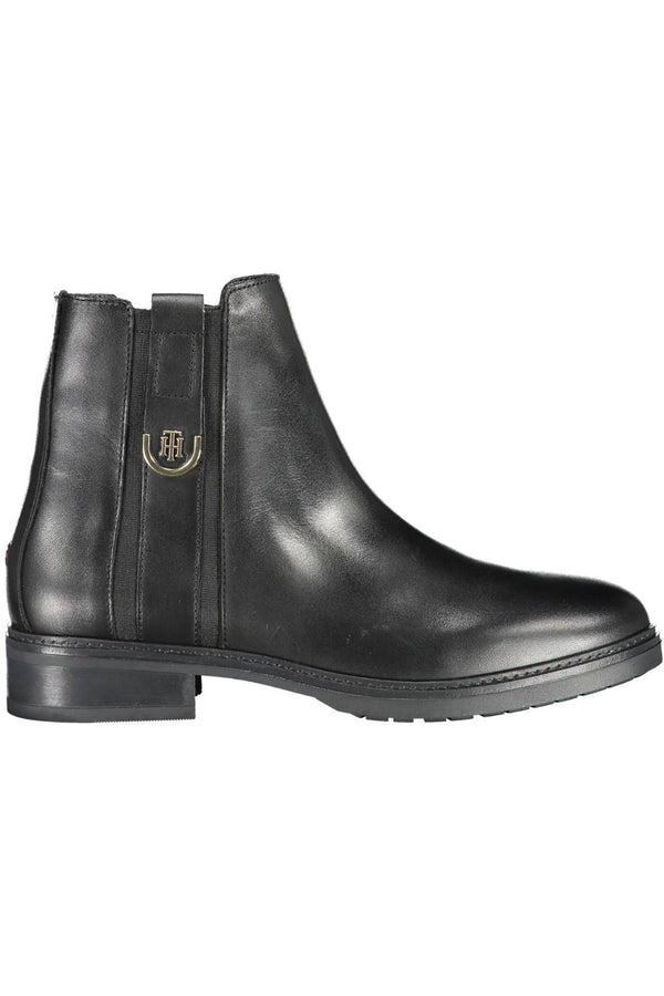 Black Leather Women Boot Tommy Hilfiger