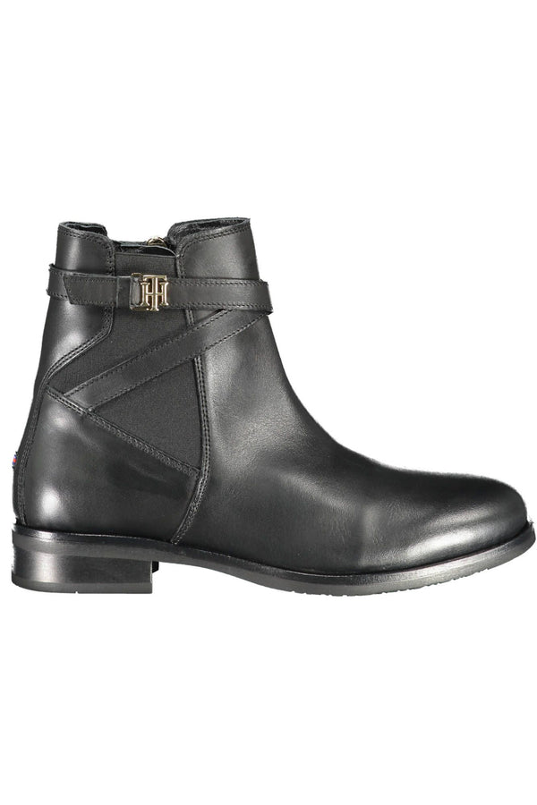 Black Leather Women Boot Tommy Hilfiger