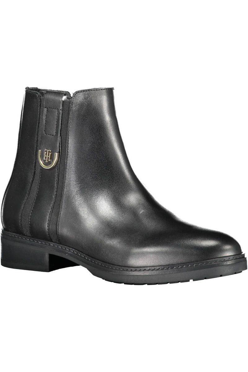 Black Leather Women Boot Tommy Hilfiger