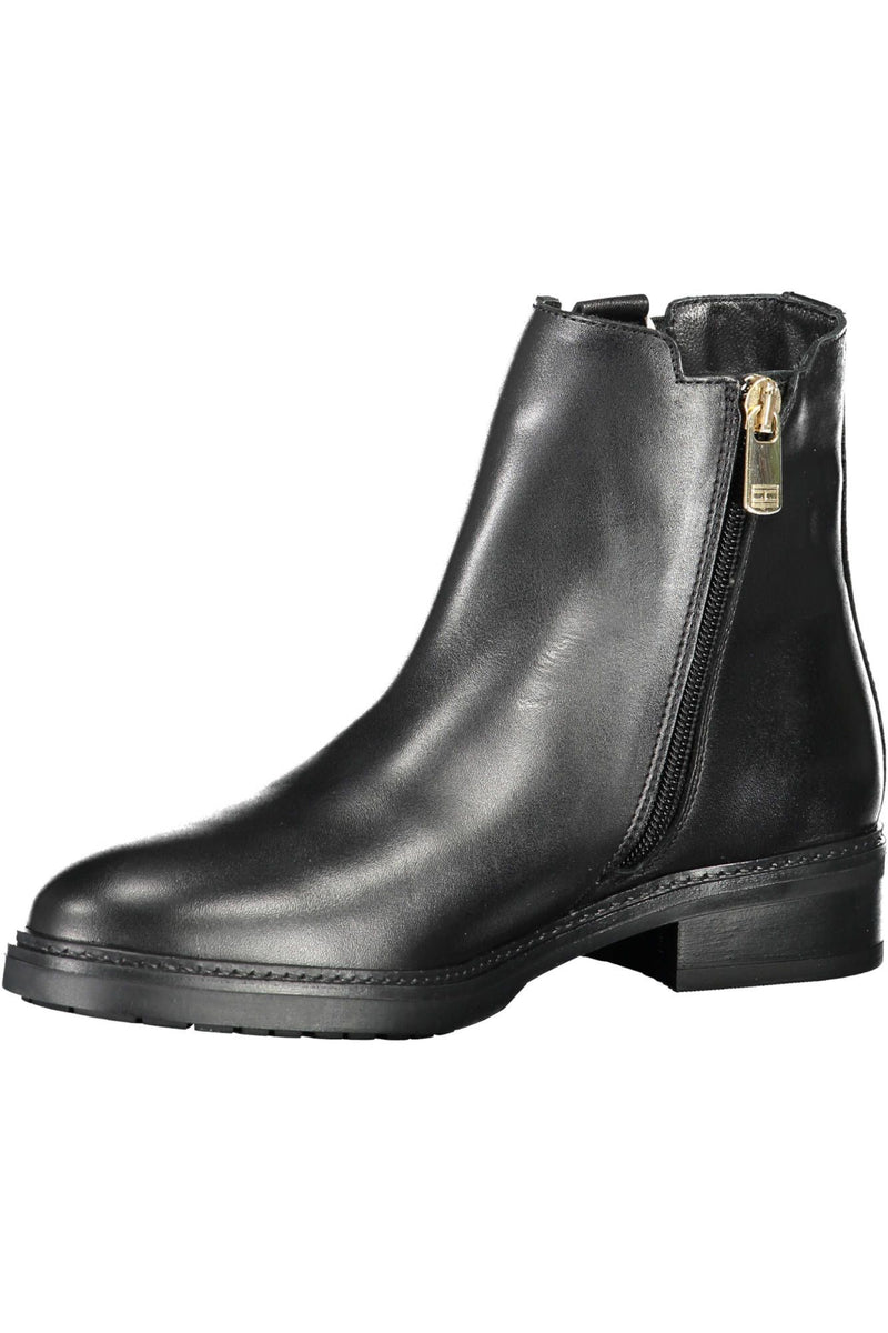 Black Leather Women Boot Tommy Hilfiger