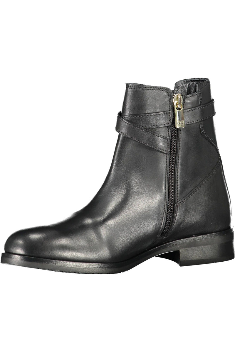 Black Leather Women Boot Tommy Hilfiger