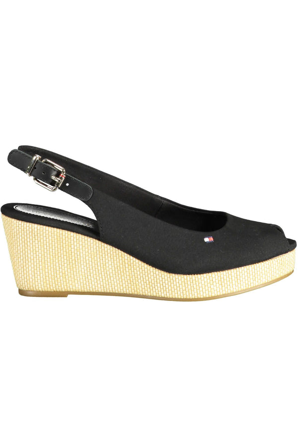 Black Cotton Women Sandal Tommy Hilfiger