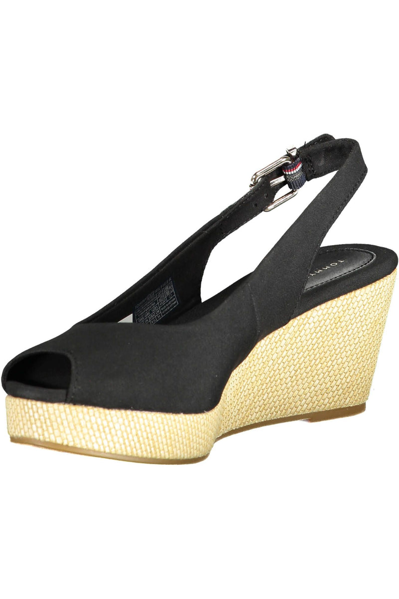 Black Cotton Women Sandal Tommy Hilfiger