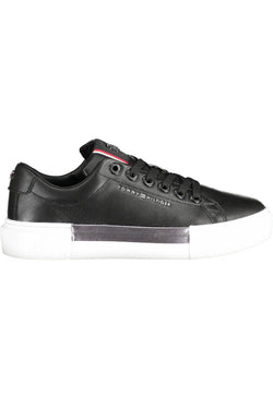 Black Leather Women Sneaker Tommy Hilfiger