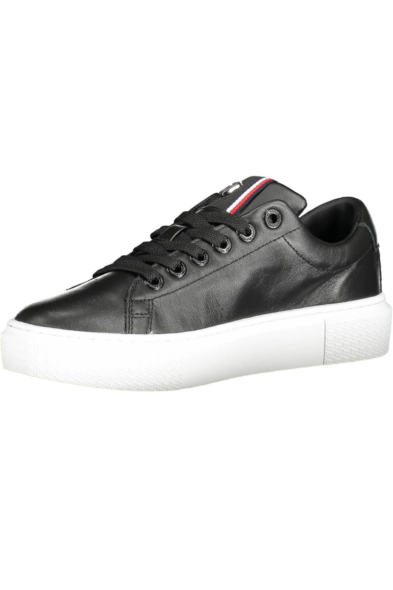 Black Leather Women Sneaker Tommy Hilfiger