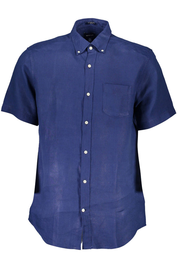 Elegant Blue Linen Button-Down Shirt Gant