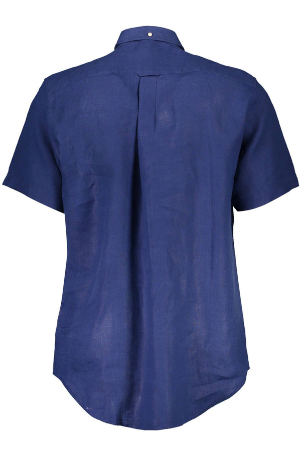 Elegant Blue Linen Button-Down Shirt Gant