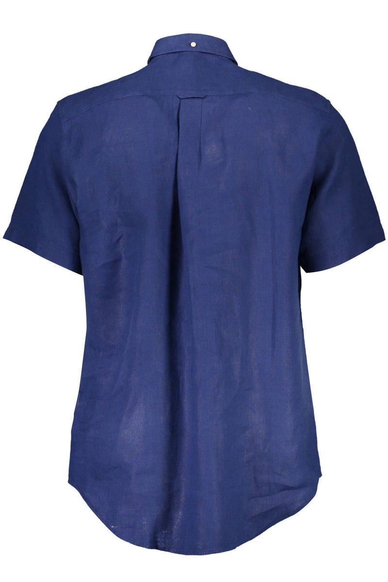 Elegant Blue Linen Button-Down Shirt Gant