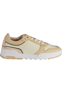 Beige Leather Women Sneaker Tommy Hilfiger