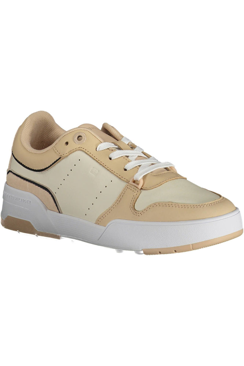 Beige Leather Women Sneaker Tommy Hilfiger