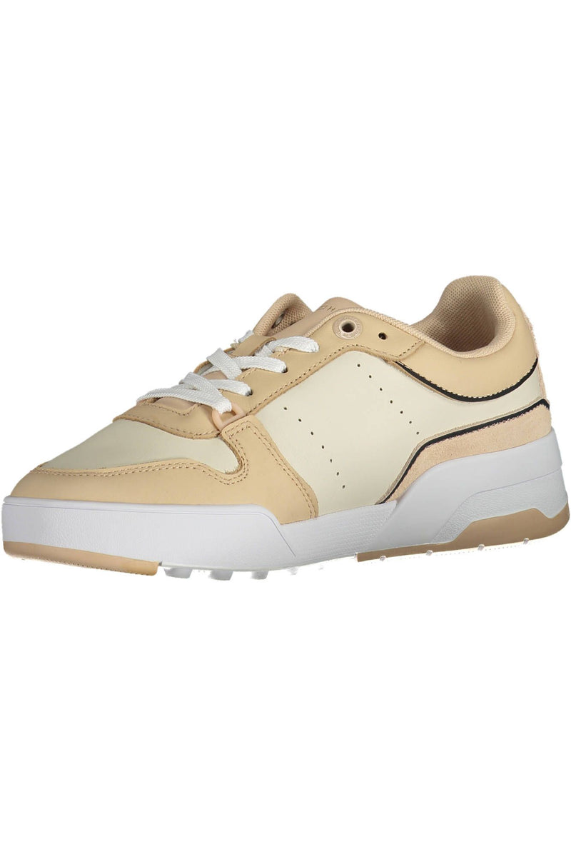 Beige Leather Women Sneaker Tommy Hilfiger