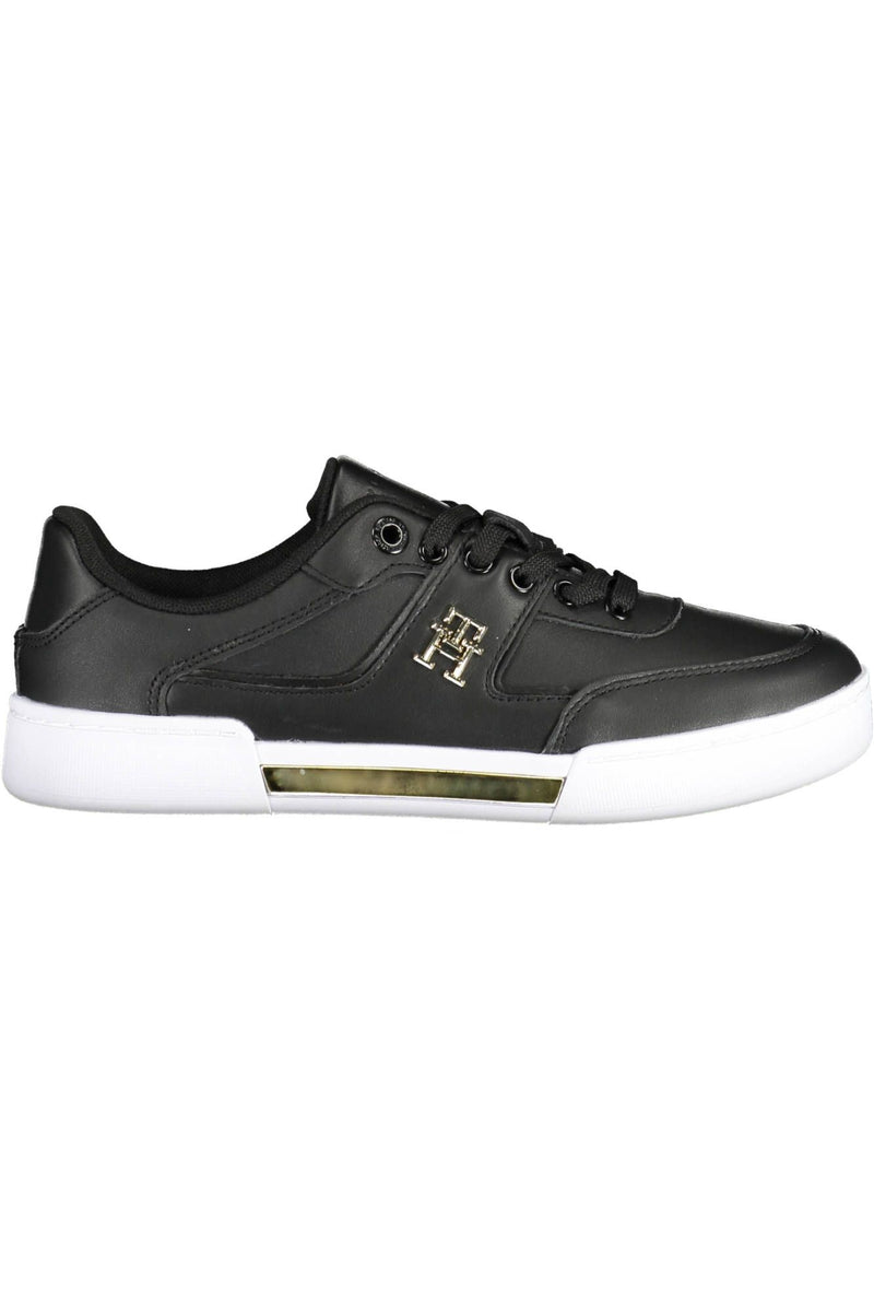 Black Leather Women Sneaker Tommy Hilfiger