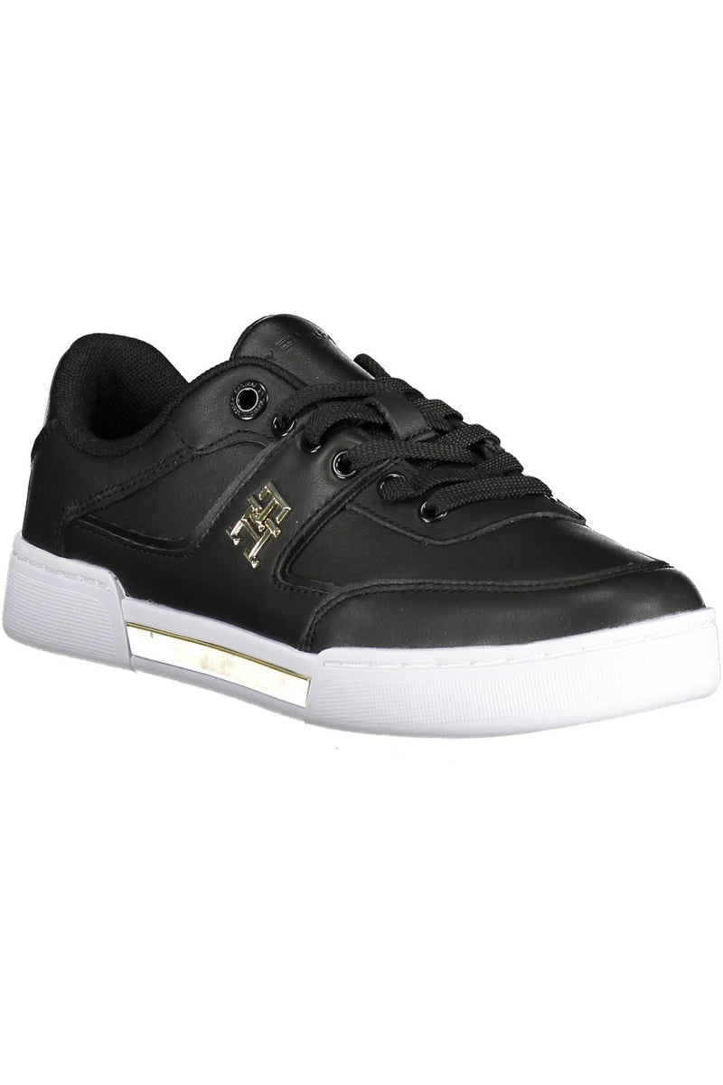 Black Leather Women Sneaker Tommy Hilfiger