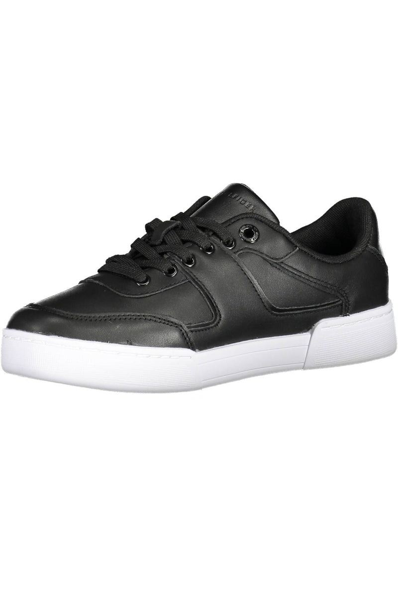 Black Leather Women Sneaker Tommy Hilfiger