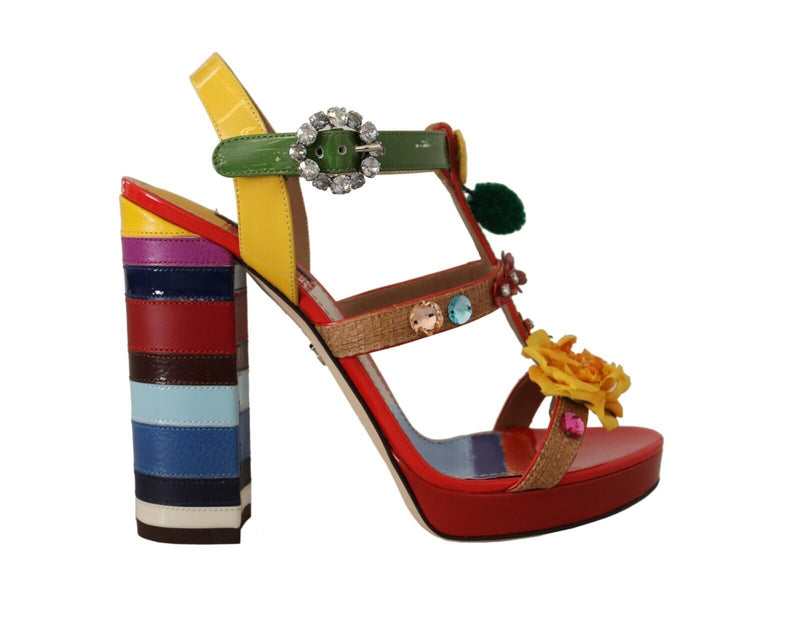 Multicolor Floral Ankle Strap Heels Dolce & Gabbana